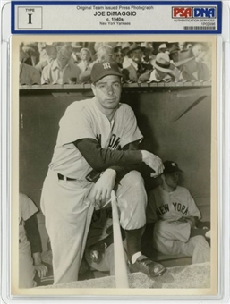 1940s Joe DiMaggio Original Team Issued New York Yankees Type I Photo  - PSA/DNA
